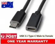 USB 3.1 Type-C Male to USB-C Female Extension Cable Extender Data Power Lead AU