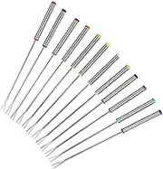 Cabilock 6pcs Stainless Steel Fondue Forks with Heat Insulating Handles for Chocolate Fountain Cheese Fondue Marshmallow Roasting Dessert Cutlery Random Color