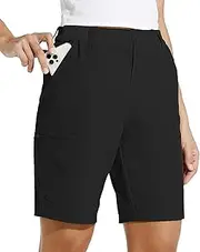 [WILLIT] Women's 10" Hiking Cargo Shorts Stretch Golf Active Long Shorts Quick Dry Outdoor Summer Shorts