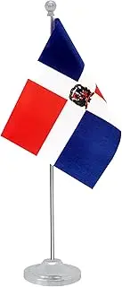 Rotenl Dominica Desk Flag, Dominican Table Office Flag with Metal Pole and Stand Base, International Country Flags, Festival Event Celebration, Classroom Meeting Desktop Decor (Dominica)