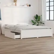 vidaXL Bed Frame without Mattress with Drawers White 150x200 cm