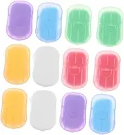 BIUDECO 12 Boxes Travel Soap Sheets Pack Portable Hand Washing Soap Slices for Outdoor Activities Camping and Travel Milk Scents Each