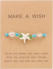 [Xiyantiji] Starfish Anklets for Women Boho Blue Beaded Ankle Bracelets for Summer Beach Party Bohomie Sea Star Statement Anklets Accessories Foot Chain Handmade, Small, no gemstone