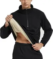 [Gihuo] Men’s Quarter Zipper Fleece Sherpa Lined Sweatshirt Winter Warm Thick Fashion Pullover Tops Loungewear