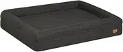Tedi’s Linen Orthopedic Dog Calming Bed, Memory Foam Pet Beds for Extra Large Dogs, 4-Sided Foam Bolster, Washable Dog Sofa Bed with Removable Zipper Cover & Portable Handle, Waterproof Inner,Grey
