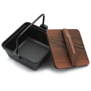 蘿絲車庫：韓國代購🇰🇷 yummyon 方形鑄鐵提把壽喜燒鍋+木質鍋蓋