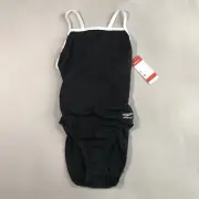 Speedo Endurance + Flyback Training Competitive Swimsuit Black White 8/34