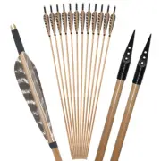 33" Bamboo Arrows 5" Naturer Feathers Archery Longbow Recurve Bow Hunting