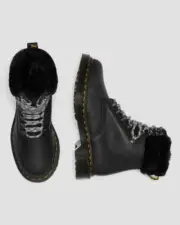 NIB DR. MARTENS 1460 Serena Collar Faux Fur Lined Lace Up Boots Blk Sz 7 $160