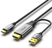 HDMI to USB C Cable 4K 60Hz, Hdmi 2.0 to UsbC Adapter 6.6FT, HDMI Source to USB Type C Monitor Compatible for Dell/HP/Lenovo/LG, HDMI to USB-C Portable Monitor Video Extension