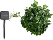 5m 50 LED Solar String Light Realistic Vine Leaves Greenery Decor IP65 Waterproof String Light Hanging Ornament for Bedroom Home Wall Wedding Garden Patio Decor