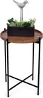 Folding Side Table with Removable Wood Tray - Modern Accent, Foldable End Table