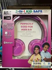 Altec Lansing Kid Safe 2-in-1 Bluetooth Wireless Pink Kid's Headphones - Sealed