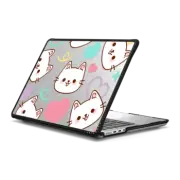 MacBook Pro 14-inch (M1 - M4) Impact Case Cute White Cat with Heart Doodle - Kawaii Kitten Animal with Love