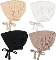 [Wedhapy] 4PCS Hijab Underscarf and Cap - Non-Slip, Breathable, Adjustable With Tie-Back Closure for Women