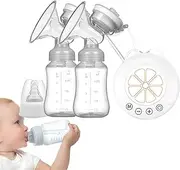 Electric Milk Pump | Rechargeable Breast Milk Extractors with 2 Milk Bottles - Multiple Modes, Low Noise, Portable Breast Pumps for Working Moms