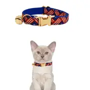 ANYWAGS Cat Collar Banner Blue Large with Safety Buckle, Bell, and Durable Strap Stylish and Comfortable Pet Accessory