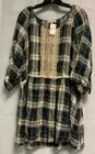 Women's Plus Size Indigo Soul Plaid Tunic with crochet accents Size 2XL,NWT