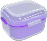 Denture Case for Soaking, Clear Cup for Dentures, Retainers, Mouthguards (Dark P