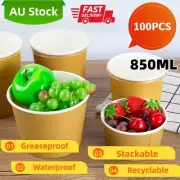 50x 850ml/28oz Takeaway Bowl w/ Lid Soup Cup Gelato Tub Ice Cream Yoghurt Cup OZ