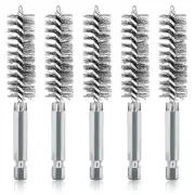 5 Pack 5/8 Inch Stainless Steel Bore Brush Set Twisted Wire with 1/4" Hex Shank