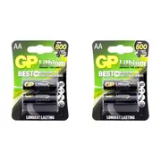 2x 2pc GP 1.5V Lithium 1200mAh Single Use Battery for Smoke Alarms/Detectors
