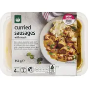 Woolworths Curried Sausages & Mash 350g