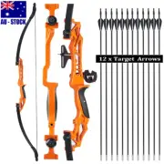 Archery 54" Takedown Recurve Bow Right Hand & 12x Arrow Hunting Set 20/40/55lbs
