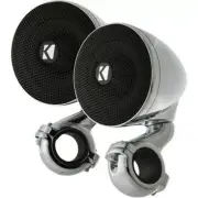 Kicker Universal Chrome Mini Speaker Kit 4 OHM Pair Bluetooth Aux-In Harley