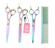 HIGH-END SERIES Japan 440C Pet Grooming Scissors Set,Rainbow Color,Cutting&Th...