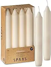 Straight Ivory Candlesticks - Pack of 8 6" Long Candles - 5 Hour Long Burning Unscented for Emergency, Chime, Table, Wedding, and Home Decoration