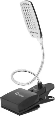 Book Light for Reading in Bed Clip on LED Book Lights USB/DC & AA Battery Black