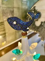 Ceramic Christmas Tree Custom Topper Blue Whale Summer Crystals Metal