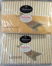 Fieldcrest Perfection Gold Candy Stripe Full & Flat Fitted Sheets Vintage NOS