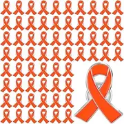 [Sureio] 100 Pieces Orange Awareness Ribbon Pin Jewelry Brooch Leukemia Multiple Sclerosis Lymphoma Awareness Pin with Secure Clutch Back Cerebral Cancer Gifts, mainly kirsite and enamel, mainly kirsite