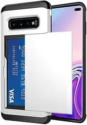 for Samsung Galaxy S10 Plus S10E S10 5G S9 S8 S7 S6 Edge S5 Case Slide Armor Wallet Card Slots Holder Cover for Samsung Note 9 8,White,Galaxy S10e