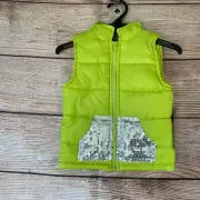 Real Love Lime Puff Vest ~ Size 1 & 2 Girls ~ Padded, Sequin Pockets