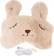 Baluue USB Heating Eye Mask Sleeping Device Headphones Pet Steam Eye Cotton Night - Self Heating Eye Diffuser Masks Plush Mask Heated Eye Mask Beige Flannel