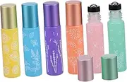 IWOWHERO 6pcs Thickened Glass Roller Bottle Essential Oil Dispenser Travel Cosmetic Vials for Perfume Leak Design present for Women Multi Color Options