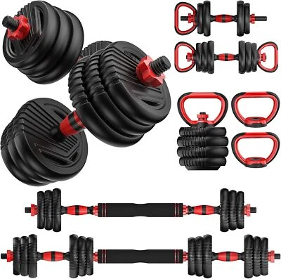 Adjustable Dumbbells, 10/25/35/55/70/90lbs Free Weight Set with Connector, 4 in1