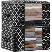 Large Blanket Storage Containers Clothes Organiser Bedding Comforters Foldable Reinforced Handle Clear Window Zipper 2 PCS