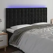 Bed Headboard LED, Beds Head Frame LED Headboard Black 160 cm Velvet