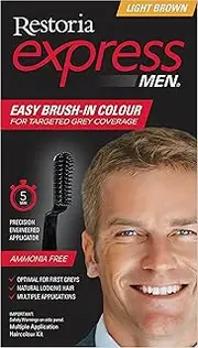 Restoria Express Brush-In Hair Colour, Grey Hair Coloring For Men, Restores You Natural Look - Light Brown