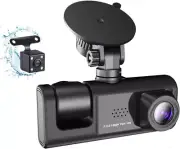 3 Channel Dash Cam WIFI 3 Cameras, Front Rear and Inside, Rearview Mirror Video