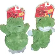 Furry Five Set of 2 Green FROG Ball Squeaker Plush Dog Pet Toys Leaping Lee