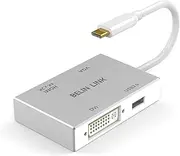USB C to HDMI DVI VGA USB 3.0 Adapter,USB 3.1 Type-C 4in1 Hub to HDMI DVI 4K VGA USB Adaptor Converter (Thunderbolt 3 Compatible), USB-C Adapter for MacBook/MacBook Pro air/Surface pro