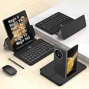 Jarttarn Wireless Keyboard Compatible with Honor Magic V3 2024 Cover with Flip All Inclusive Folding Bluetooth Stand Keyboard + Capacitive Pen + Mouse Cover for Honor Magic V3 (Black)