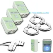 3X 4 USB PORT WALL ADAPTER+6FT CABLE POWER CHARGER WHITE FOR IPHONE 4S IPOD IPAD