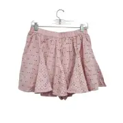 American Eagle Outfitters Eyelet Flare Mini Skirt Pink Rose Pull On Size Large
