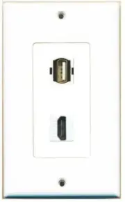 DecorZ - 1 USB A-A-And 1 HD Port Wall Plate Decorative White
